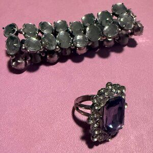 ✨💎 Glam Statement Ring (Size 7) + Crystal Stretch Bracelet Bundle 💎✨